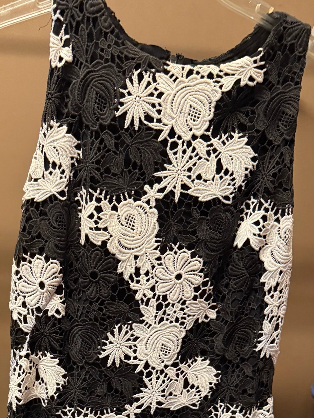 Ralph Lauren Black and White Floral Lace A-Line Skirt